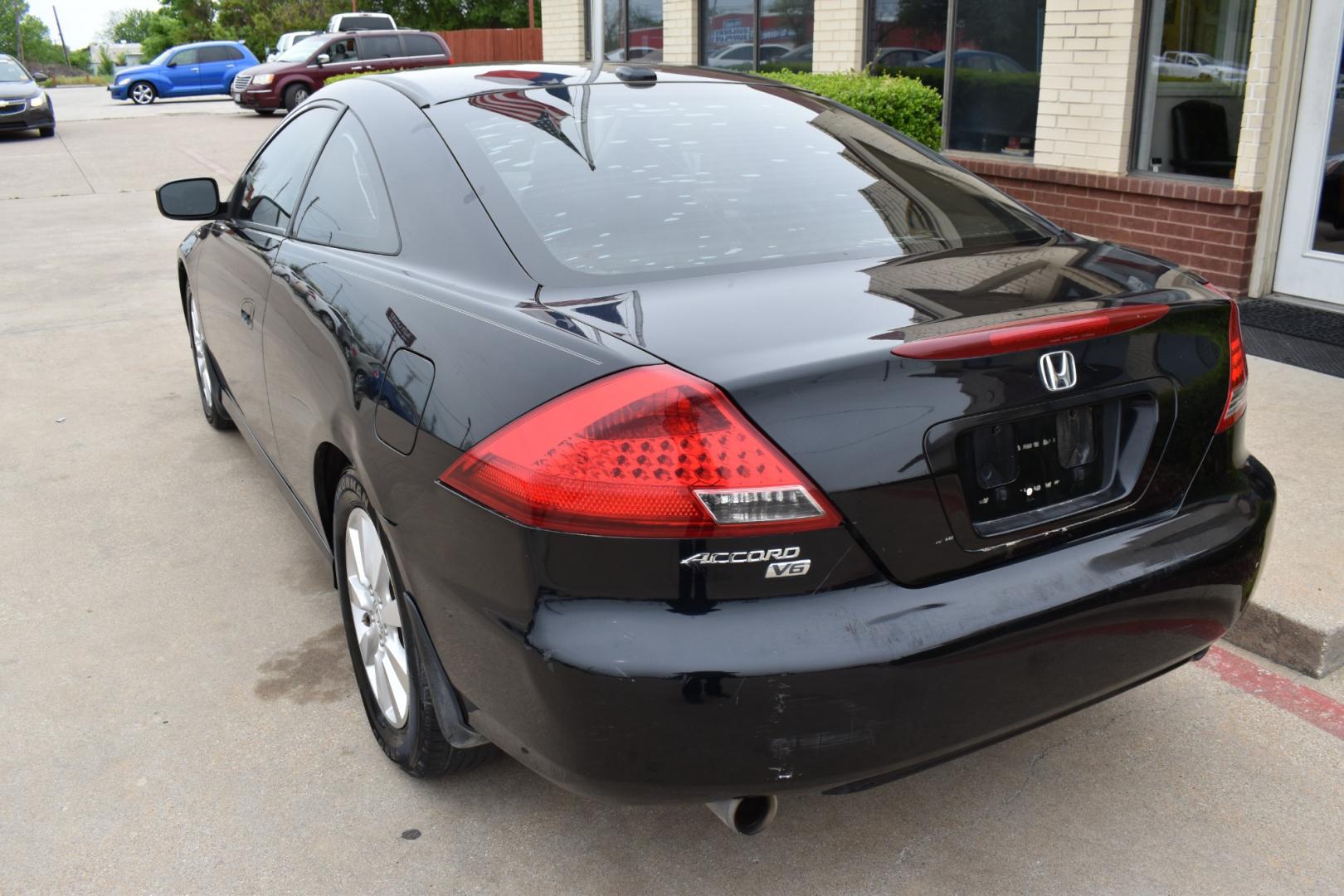 2006 Black /Black Honda Accord EX V-6 Coupe AT w/ XM Radio (1HGCM82626A) with an 3.0L V6 SOHC 24V engine, 5-Speed Automatic Overdrive transmission, located at 5925 E. BELKNAP ST., HALTOM CITY, TX, 76117, (817) 834-4222, 32.803799, -97.259003 - Photo#5