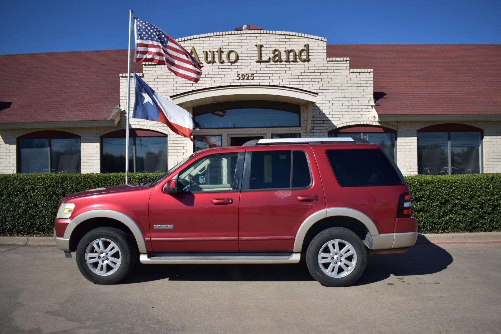 2007 Red /Tan Ford Explorer Eddie Bauer 4.0L 2WD (1FMEU64E37U) with an 4.0L V6 SOHC 16V engine, 5-Speed Automatic Overdrive transmission, located at 5925 E. BELKNAP ST., HALTOM CITY, TX, 76117, (817) 834-4222, 32.803799, -97.259003 - Buying a 2007 Ford Explorer Eddie Bauer 4.0L 2WD can be appealing for several reasons, depending on what you're looking for in a vehicle. Here's a breakdown of why this model might be a good choice for you: 1. Affordable Price for a Full-Size SUV The 2007 Ford Explorer, especially the Eddie Baue - Photo#0